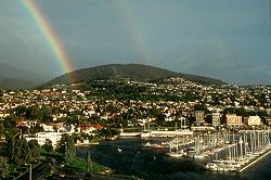 Rainbow over Hobart Harbour, Tasmania.   &copy; ADAMS / HANSEN STOCK PHOTOS