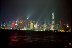 Night lights of Hong Kong island as viewed from Kowloon.  &copy; ADAMS / HANSEN STOCK PHOTOS