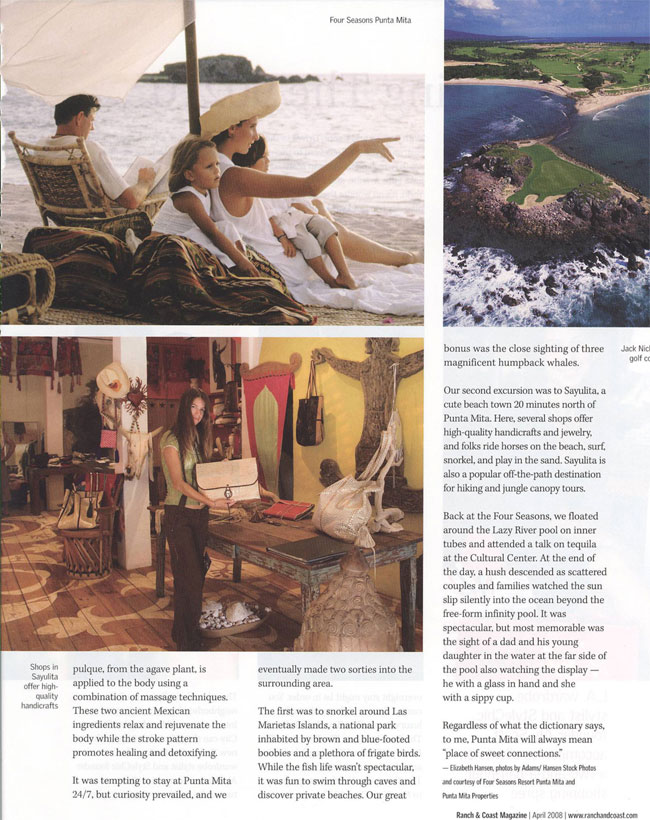 Elizabeth Hansen Writing Clip: Punta Mita's Sweet Connections