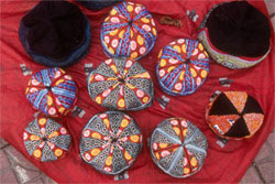 79-2-D Black Hmong hats on display in Sapa. © ADAMS / HANSEN STOCK PHOTOS