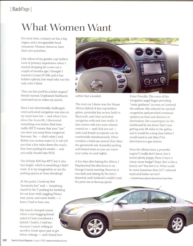 Elizabeth Hansen Writing Clip: What Women Want