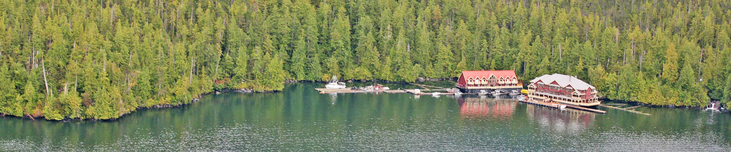 Canadian coastline with lodge on water's edge